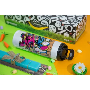 Stitch Experiment 626, Easter candle,Travel Tumbler 2 Lids, with metal straw & cleaning brush & aromatic flat candle (30cm) (BLUE)