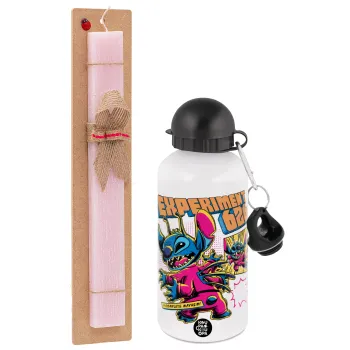 Stitch Experiment 626, Easter Set, metallic aluminum bottle (500ml) & aromatic flat Easter candle (30cm) (PINK)