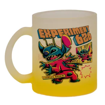 Stitch Experiment 626, Κούπα γυάλινη δίχρωμη με βάση το κίτρινο ματ, 330ml