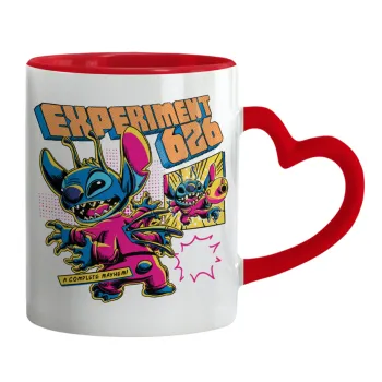 Stitch Experiment 626, Mug heart red handle, ceramic, 330ml