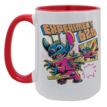 Stitch Experiment 626, Κούπα Mega 15oz, κεραμική Κόκκινη, 450ml