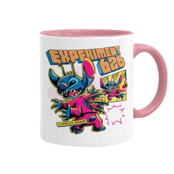 Stitch Experiment 626, Κούπα χρωματιστή ροζ, κεραμική, 330ml