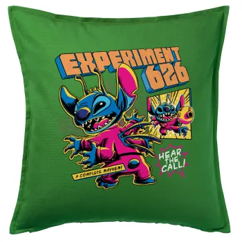 Stitch Experiment 626, Μαξιλάρι καναπέ Πράσινο 100% βαμβάκι, περιέχεται το γέμισμα (50x50cm)