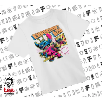 Stitch Experiment 626, Άνετο παιδικό T-Shirt ΛΕΥΚΟ από 100% βαμβάκι, για κάθε μέρα. Vegan & OEKO-TEX πιστοποιημένο.