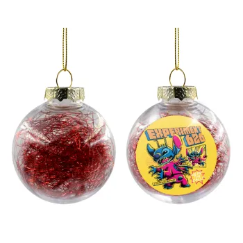Stitch Experiment 626, Transparent Christmas tree ball ornament with red filling 8cm
