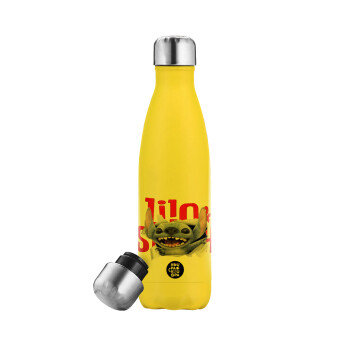 Stitch movie, Yellow Stainless Steel Metallic Thermos, double-walled, 500ml