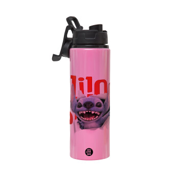 Stitch movie, Μεταλλικό παγούρι νερού με καπάκι ασφαλείας, αλουμινίου 850ml