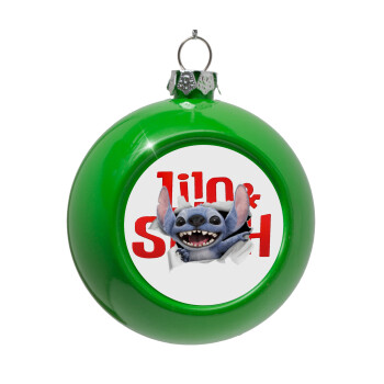 Stitch movie, Στολίδι Χριστουγεννιάτικη μπάλα δένδρου Πράσινο 8cm