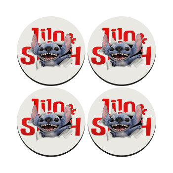 Stitch movie, ΣΕΤ 4 Σουβέρ ξύλινα στρογγυλά (9cm)