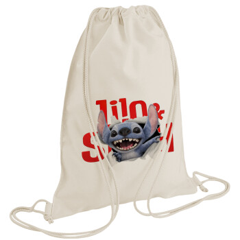Stitch movie, Backpack bag GYMBAG natural (28x40cm)