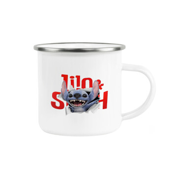 Stitch movie, Metallic enamel cup white 360ml