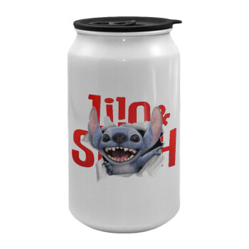 Stitch movie, Κούπα ταξιδιού μεταλλική με καπάκι (tin-can) 500ml