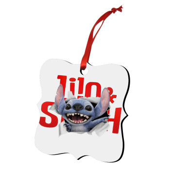 Stitch movie, Στολίδι Χριστουγεννιάτικο στολίδι polygon ξύλινο 7.5cm