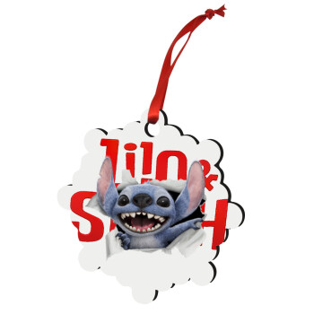 Stitch movie, Στολίδι Χριστουγεννιάτικο στολίδι snowflake ξύλινο 7.5cm