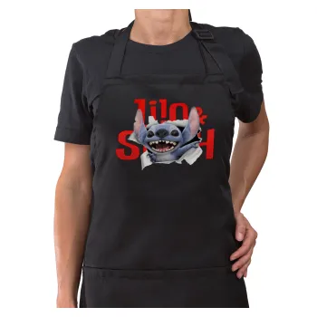 Stitch movie, Ποδιά μακριά Σεφ ολόσωμη με τσέπες Μαύρη (ΕΝΗΛΙΚΩΝ)