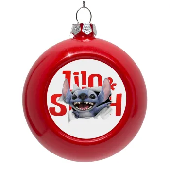 Stitch movie, Red Christmas tree ornament bauble 8cm