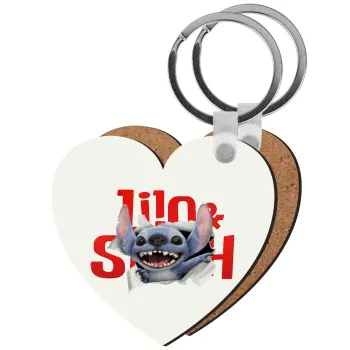 Stitch movie, Μπρελόκ Ξύλινο καρδιά MDF