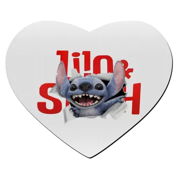Stitch movie, Mousepad heart 23x20cm