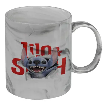 Stitch movie, Κούπα κεραμική, marble style (μάρμαρο), 330ml
