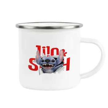 Stitch movie, Metallic enamel cup white 360ml