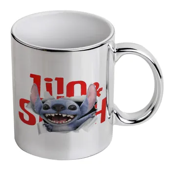 Stitch movie, Mug ceramic, silver mirror, 330ml