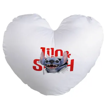 Stitch movie, Μαξιλάρι καναπέ καρδιά 40x40cm περιέχεται το  γέμισμα