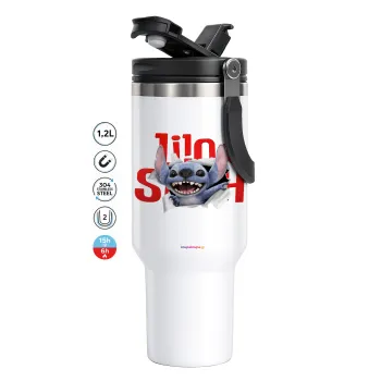 Stitch movie, Mega Stainless steel Tumbler with lid, double wall 1,2L