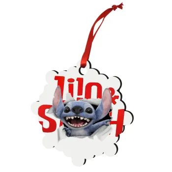 Stitch movie, Christmas ornament snowflake wooden 7.5cm