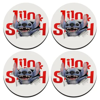 Stitch movie, ΣΕΤ 4 Σουβέρ ξύλινα στρογγυλά (9cm)