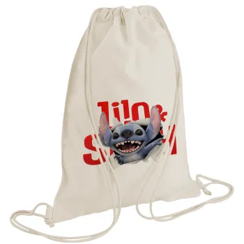 Stitch movie, Τσάντα πλάτης πουγκί GYMBAG natural (28x40cm)