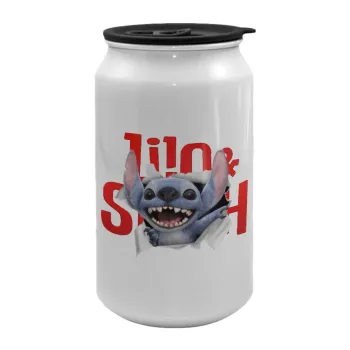 Stitch movie, Κούπα ταξιδιού μεταλλική με καπάκι (tin-can) 500ml