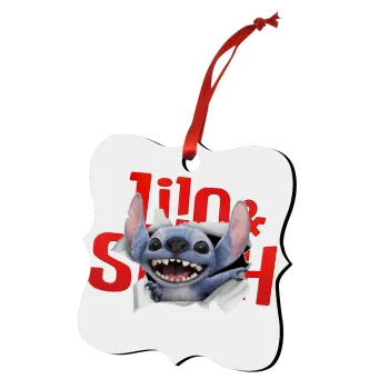 Stitch movie, Στολίδι Χριστουγεννιάτικο στολίδι polygon ξύλινο 7.5cm