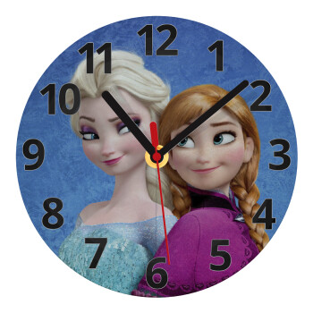 Ψυχρά κι ανάποδα Έλσα και Άννα, Ρολόι τοίχου γυάλινο (20cm)