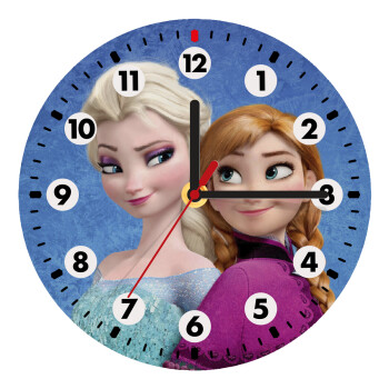 Ψυχρά κι ανάποδα Έλσα και Άννα, Ρολόι τοίχου ξύλινο (20cm)