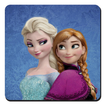 Ψυχρά κι ανάποδα Έλσα και Άννα, Τετράγωνο μαγνητάκι ξύλινο 9x9cm