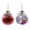 Transparent Christmas tree ball ornament with red filling 8cm