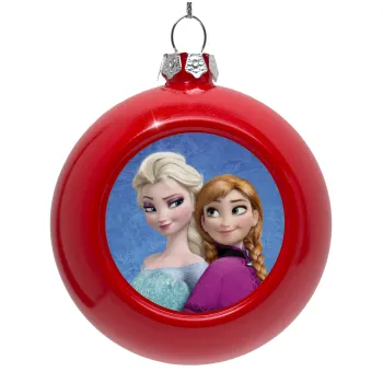 Ψυχρά κι ανάποδα Έλσα και Άννα, Red Christmas tree ornament bauble 8cm