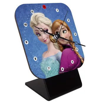 Ψυχρά κι ανάποδα Έλσα και Άννα, Επιτραπέζιο ρολόι ξύλινο με δείκτες (10cm)