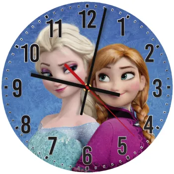 Ψυχρά κι ανάποδα Έλσα και Άννα, Ρολόι τοίχου ξύλινο (30cm)