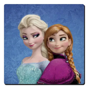 Ψυχρά κι ανάποδα Έλσα και Άννα, Τετράγωνο μαγνητάκι ξύλινο 6x6cm