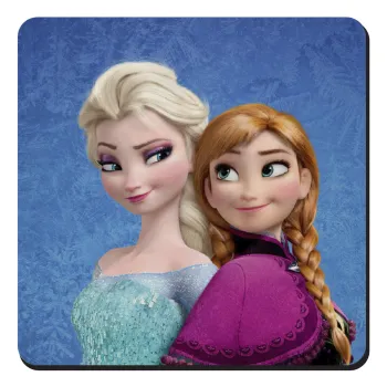 Ψυχρά κι ανάποδα Έλσα και Άννα, Τετράγωνο μαγνητάκι ξύλινο 9x9cm