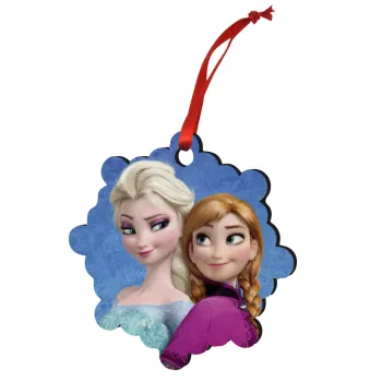 Ψυχρά κι ανάποδα Έλσα και Άννα, Στολίδι Χριστουγεννιάτικο στολίδι snowflake ξύλινο 7.5cm