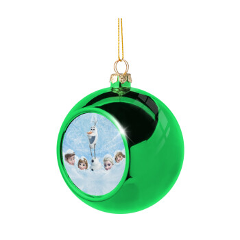 Ψυχρά κι ανάποδα Όλαφ και οι φίλοι του, Χριστουγεννιάτικη μπάλα δένδρου Πράσινη 8cm