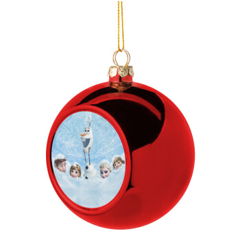 Ψυχρά κι ανάποδα Όλαφ και οι φίλοι του, Χριστουγεννιάτικη μπάλα δένδρου Κόκκινη 8cm