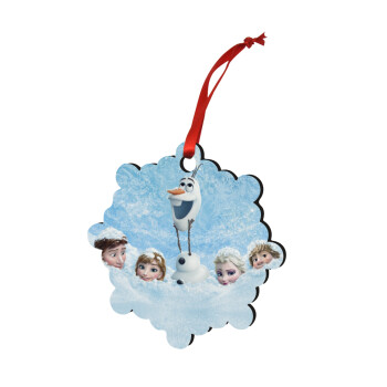 Ψυχρά κι ανάποδα Όλαφ και οι φίλοι του, Χριστουγεννιάτικο στολίδι snowflake ξύλινο 7.5cm