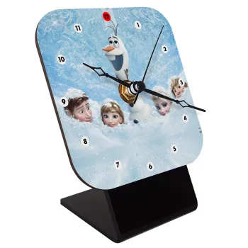 Ψυχρά κι ανάποδα Όλαφ και οι φίλοι του, Quartz Wooden table clock with hands (10cm)