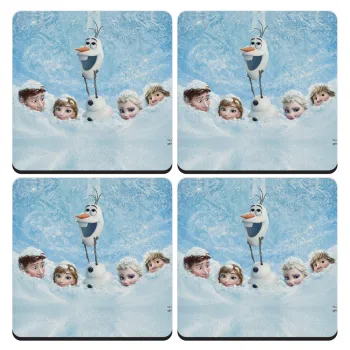 Ψυχρά κι ανάποδα Όλαφ και οι φίλοι του, ΣΕΤ 4 Σουβέρ ξύλινα τετράγωνα (9cm)