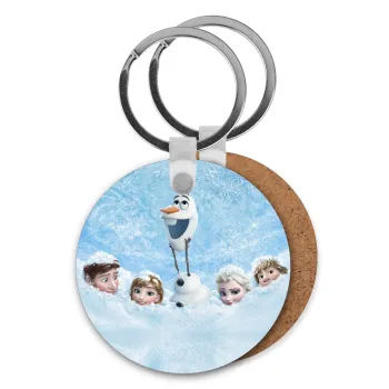 Ψυχρά κι ανάποδα Όλαφ και οι φίλοι του, Μπρελόκ Ξύλινο στρογγυλό MDF Φ5cm