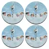 SET of 4 round wooden coasters (9cm)