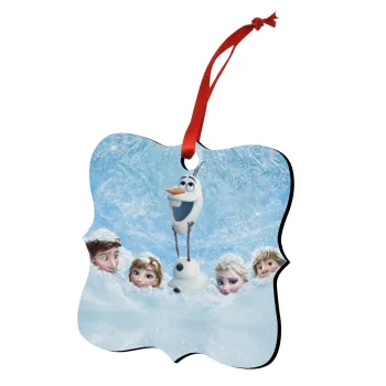 Ψυχρά κι ανάποδα Όλαφ και οι φίλοι του, Christmas ornament polygon wooden 7.5cm